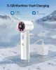 White Portable Handheld Turbo Fan, 100 Gear High Speed, Up to 12H Rechargeable Personal Fan with Digital Display