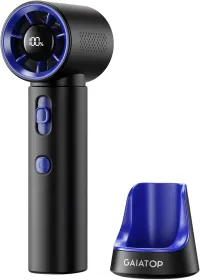 Black Portable Handheld Turbo Fan, 100 Gear High Speed, Up to 12H Rechargeable Personal Fan with Digital Display