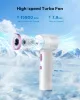 White Portable Handheld Turbo Fan, 100 Gear High Speed, Up to 12H Rechargeable Personal Fan with Digital Display