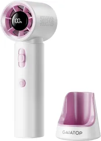 White Portable Handheld Turbo Fan, 100 Gear High Speed, Up to 12H Rechargeable Personal Fan with Digital Display