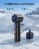 Black Portable Handheld Turbo Fan, 100 Gear High Speed, Up to 12H Rechargeable Personal Fan with Digital Display