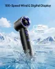 Black Portable Handheld Turbo Fan, 100 Gear High Speed, Up to 12H Rechargeable Personal Fan with Digital Display