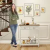 White Console Table for Entryway with 2 Drawers, 30 Inch Long Entryway Table, Handmade Metal Handles