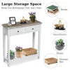 White Console Table for Entryway with 2 Drawers, 30 Inch Long Entryway Table, Handmade Metal Handles