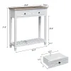 White Console Table for Entryway with 2 Drawers, 30 Inch Long Entryway Table, Handmade Metal Handles
