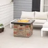 Propane Fire Pit Oasis: 32" Square Table with Cover & Lava Rocks for Patio