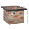Propane Fire Pit Oasis: 32" Square Table with Cover & Lava Rocks for Patio