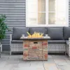 Propane Fire Pit Oasis: 32" Square Table with Cover & Lava Rocks for Patio