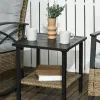 Rocking Bistro Set 3PC Wicker Outdoor Furniture with Rocker Chairs Cushions Coffee Table Light Grey