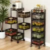 Rotating Black Kitchen Storage Shelf 5 Tier, Metal Fruit Vegetable Storage Basket