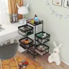 Rotating Black Kitchen Storage Shelf 5 Tier, Metal Fruit Vegetable Storage Basket