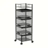 Rotating Black Kitchen Storage Shelf 5 Tier, Metal Fruit Vegetable Storage Basket