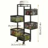 Rotating Black Kitchen Storage Shelf 5 Tier, Metal Fruit Vegetable Storage Basket