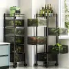 Rotating Black Kitchen Storage Shelf 5 Tier, Metal Fruit Vegetable Storage Basket