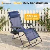 Set of 2 Zero Gravity Lounge Chairs, Outdoor Patio Folding Recliners, Blue