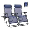 Set of 2 Zero Gravity Lounge Chairs, Outdoor Patio Folding Recliners, Blue