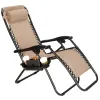 Set of 2 Zero Gravity Lounge Chairs, Outdoor Patio Folding Recliners, Khaki