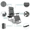 Set of 2 Zero Gravity Lounge Chairs, Outdoor Patio Folding Recliners, Gray