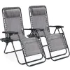 Set of 2 Zero Gravity Lounge Chairs, Outdoor Patio Folding Recliners, Gray