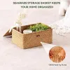 Storage Basket with Lid, Natural Seagrass Bin with Lid Set of 3, Shelf Baskets Multipurpose Container for Boho Decoration