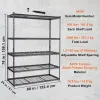 60"Lx24"Wx78"H. 5-Tier Adjustable, 2000 lbs Capacity, Heavy Duty Garage Shelves Metal Organizer Wire Rack, Black
