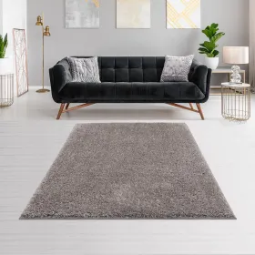 Grey Super Soft Polyester Shag Area Rug 5x7