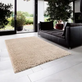 Cream Super Soft Polyester Shag Area Rug 5 x7