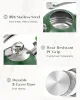 Green 2.5 Quart Whistling Stainless Steel Tea Pot, 3-Layer Base, Includes Pot Holder & Mat, Electric/Induction/Gas Stovetops Applicable