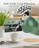 Green 2.5 Quart Whistling Stainless Steel Tea Pot, 3-Layer Base, Includes Pot Holder & Mat, Electric/Induction/Gas Stovetops Applicable