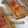 Teak Cutting Board Set for Kitchen, 3 Pack Teak Wood Chopping Boards with Holder & Deep Juice Groove Solid Wooden Hardwood Boards(S, M, L)