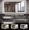 Tempered Glass Frame Mirror for Bathroom, 20 "x28" Triple Color Temperature/RGB, Smart Touch Button Lighting Control