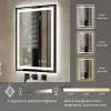 Tempered Glass Frame Mirror for Bathroom, 20 "x28" Triple Color Temperature/RGB, Smart Touch Button Lighting Control