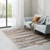 Watercolor Abstract Stripe Woven Area Rug Blue Tan 5x7