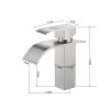Stainless Steel Waterfall Spout Bathroom Faucet, Single Handle Bathroom Vanity Sink Faucet