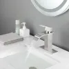 Stainless Steel Waterfall Spout Bathroom Faucet, Single Handle Bathroom Vanity Sink Faucet