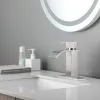 Stainless Steel Waterfall Spout Bathroom Faucet, Single Handle Bathroom Vanity Sink Faucet
