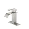 Stainless Steel Waterfall Spout Bathroom Faucet, Single Handle Bathroom Vanity Sink Faucet