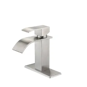 Stainless Steel Waterfall Spout Bathroom Faucet, Single Handle Bathroom Vanity Sink Faucet