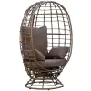 Egg Chair, 360 Rotating Indoor Outdoor Boho Basket Seat with Cushion and Pillows for Backyard, All-Weather PE Rattan, Steel Frame, Brown