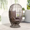 Egg Chair, 360 Rotating Indoor Outdoor Boho Basket Seat with Cushion and Pillows for Backyard, All-Weather PE Rattan, Steel Frame, Brown