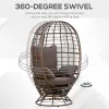 Egg Chair, 360 Rotating Indoor Outdoor Boho Basket Seat with Cushion and Pillows for Backyard, All-Weather PE Rattan, Steel Frame, Brown
