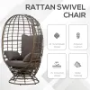 Egg Chair, 360 Rotating Indoor Outdoor Boho Basket Seat with Cushion and Pillows for Backyard, All-Weather PE Rattan, Steel Frame, Brown