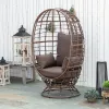 Egg Chair, 360 Rotating Indoor Outdoor Boho Basket Seat with Cushion and Pillows for Backyard, All-Weather PE Rattan, Steel Frame, Brown