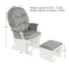 Wood Baby Glider and Ottoman Cushion Set with Padded Armrests for Nursing