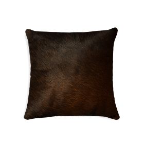 18" Chocolate Cowhide Throw Pillow (Color: Chocolate)