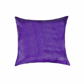 18" Purple Cowhide Throw Pillow (Color: Purple)