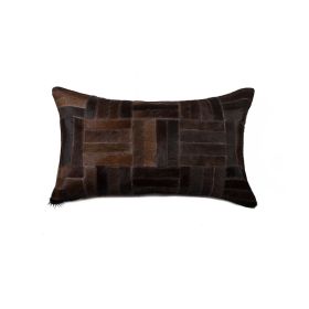 12" X 20" Chocolate Cowhide Throw Pillow (Color: Chocolate)