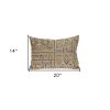 14" X 20" Beige Cotton Throw Pillow