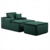 47" Modern Corduroy Upholstered Accent Sofa Chair with Seat Cushion & Ottoman, Single-Seat Lounge Sofa for Small Spaces, No Assembly Required