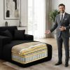 47" Modern Corduroy Upholstered Accent Sofa Chair with Seat Cushion & Ottoman, Single-Seat Lounge Sofa for Small Spaces, No Assembly Required